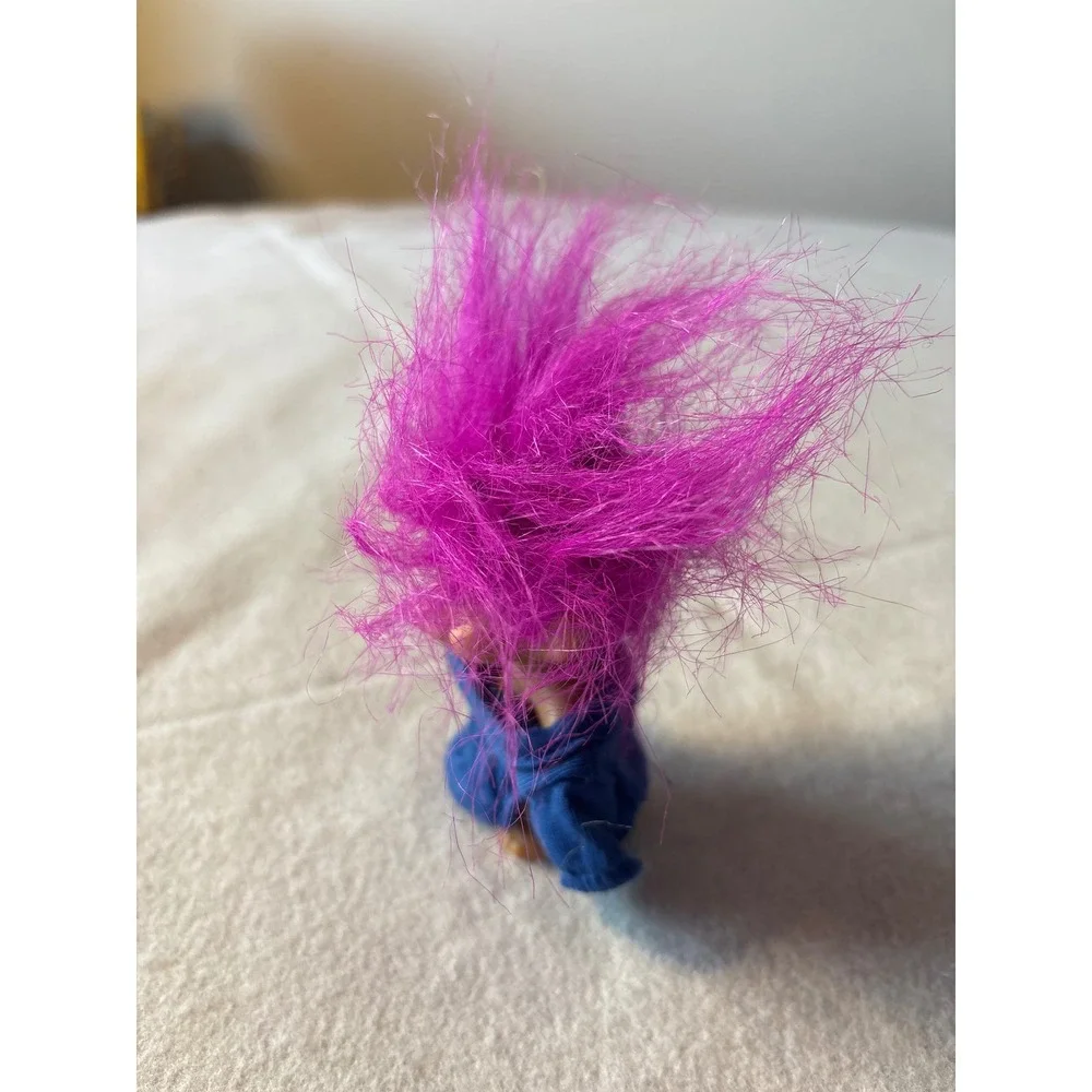 Russ Troll Doll‎ Purple Hair Blue Shirt Vintage Collectible Toy